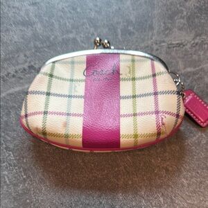 Coach Pink and Cream Plaid Women's Bag